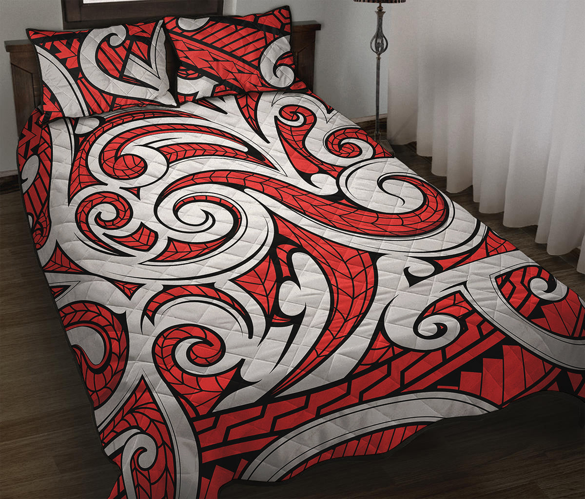 Maori Kowhaiwhai Tribal Polynesian Print Quilt Bed Set