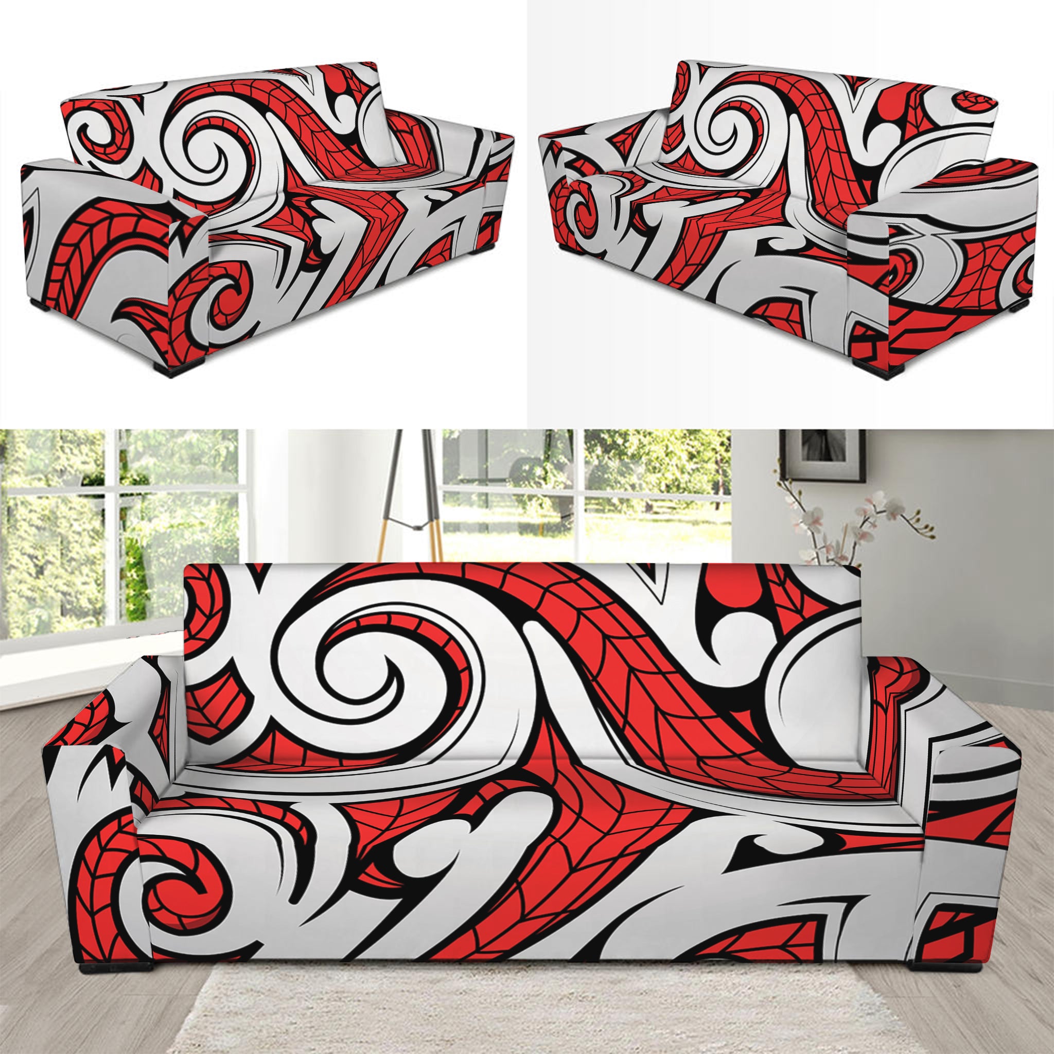 Maori Kowhaiwhai Tribal Polynesian Print Sofa Slipcover