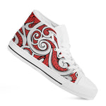 Maori Kowhaiwhai Tribal Polynesian Print White High Top Shoes