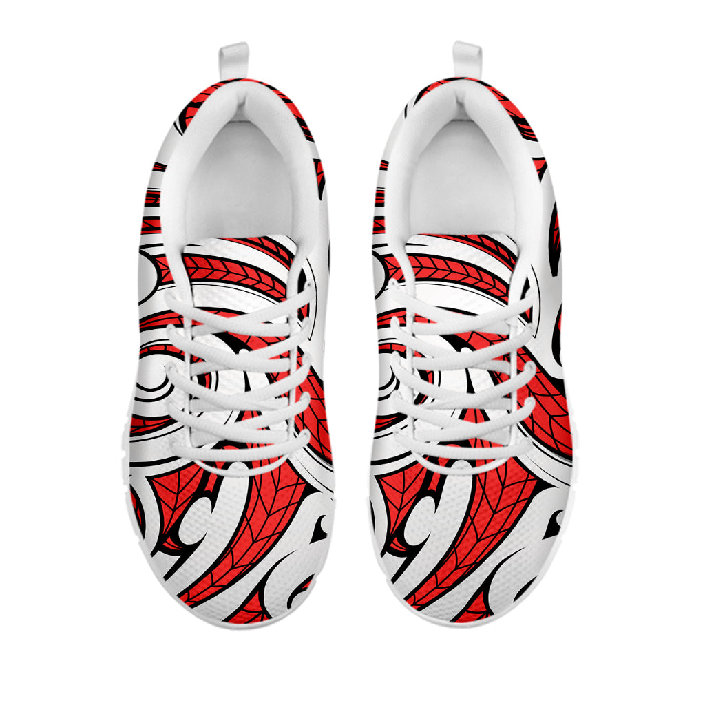 Maori Kowhaiwhai Tribal Polynesian Print White Sneakers