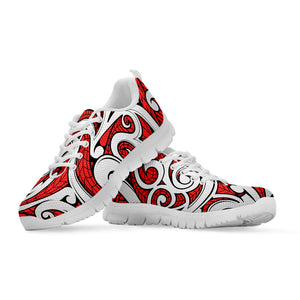 Maori Kowhaiwhai Tribal Polynesian Print White Sneakers