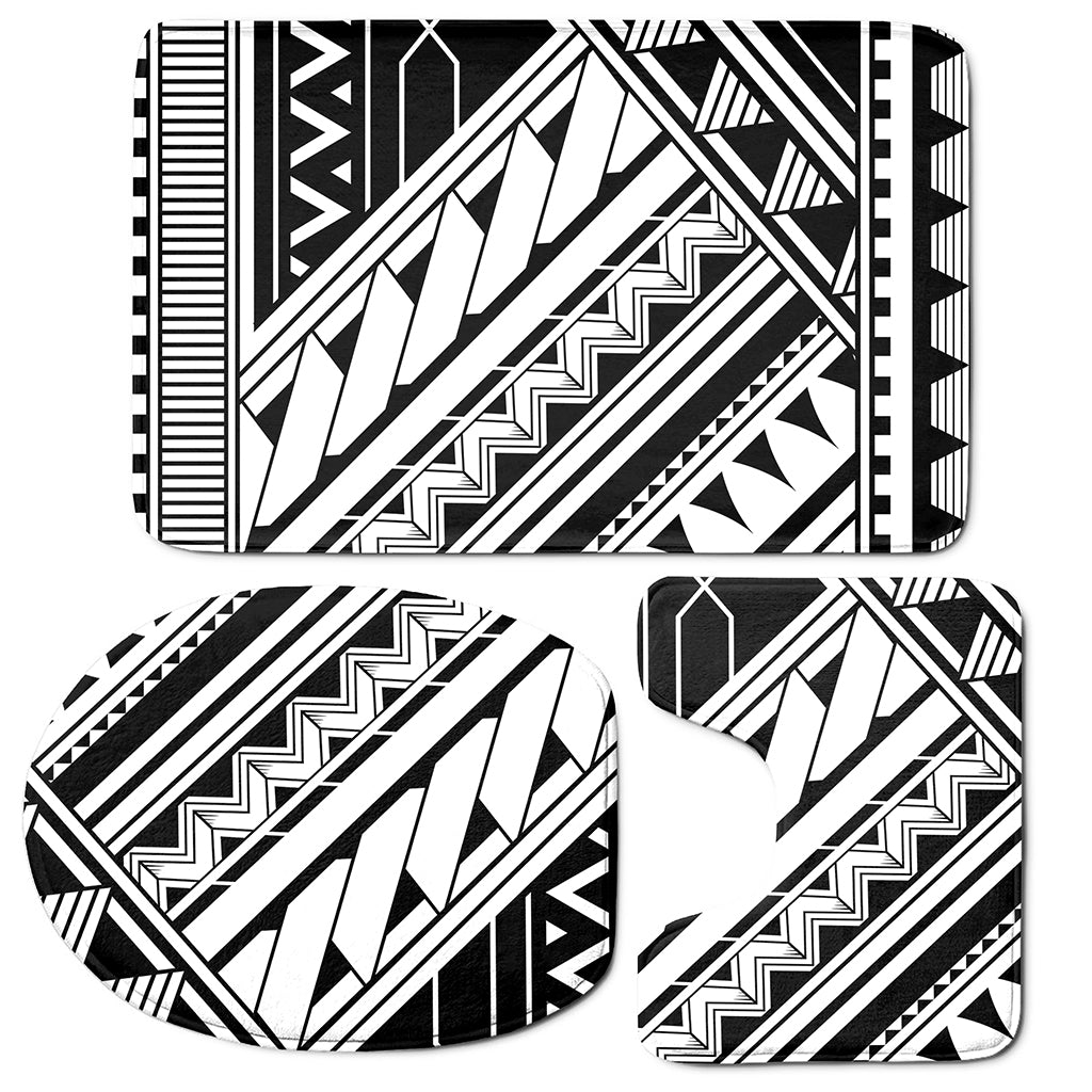 Maori Polynesian Tattoo Pattern Print 3 Piece Bath Mat Set