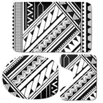 Maori Polynesian Tattoo Pattern Print 3 Piece Bath Mat Set