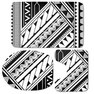 Maori Polynesian Tattoo Pattern Print 3 Piece Bath Mat Set