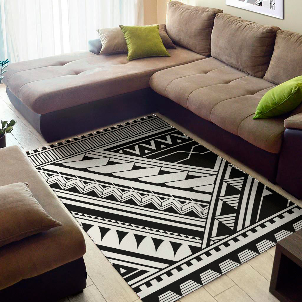 Maori Polynesian Tattoo Pattern Print Area Rug