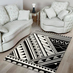 Maori Polynesian Tattoo Pattern Print Area Rug