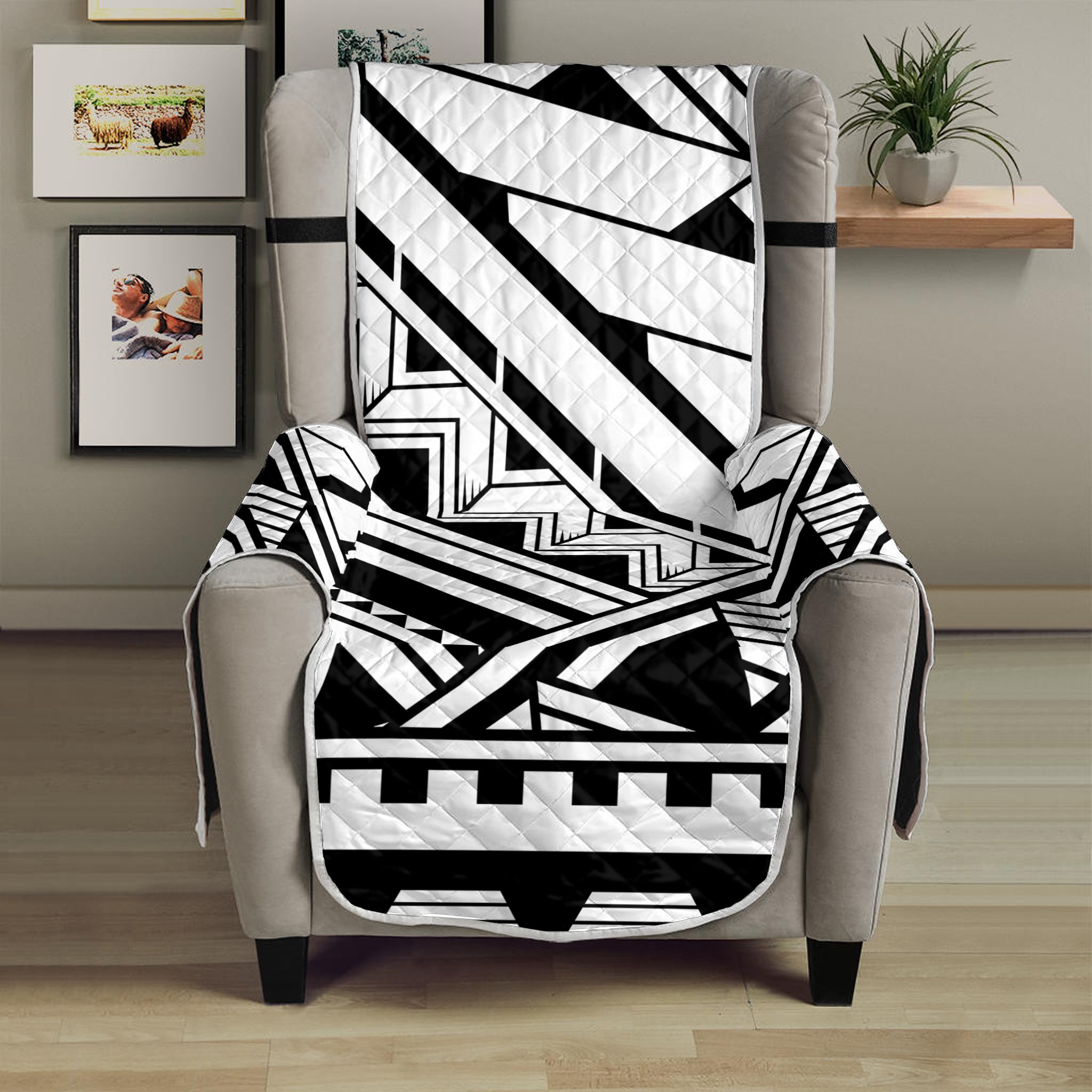 Maori Polynesian Tattoo Pattern Print Armchair Protector