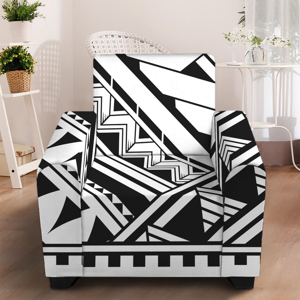 Maori Polynesian Tattoo Pattern Print Armchair Slipcover