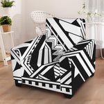 Maori Polynesian Tattoo Pattern Print Armchair Slipcover