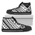 Maori Polynesian Tattoo Pattern Print Black High Top Sneakers