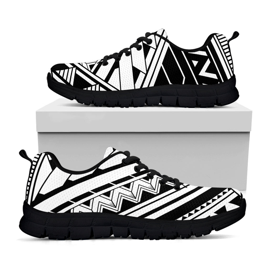 Maori Polynesian Tattoo Pattern Print Black Sneakers