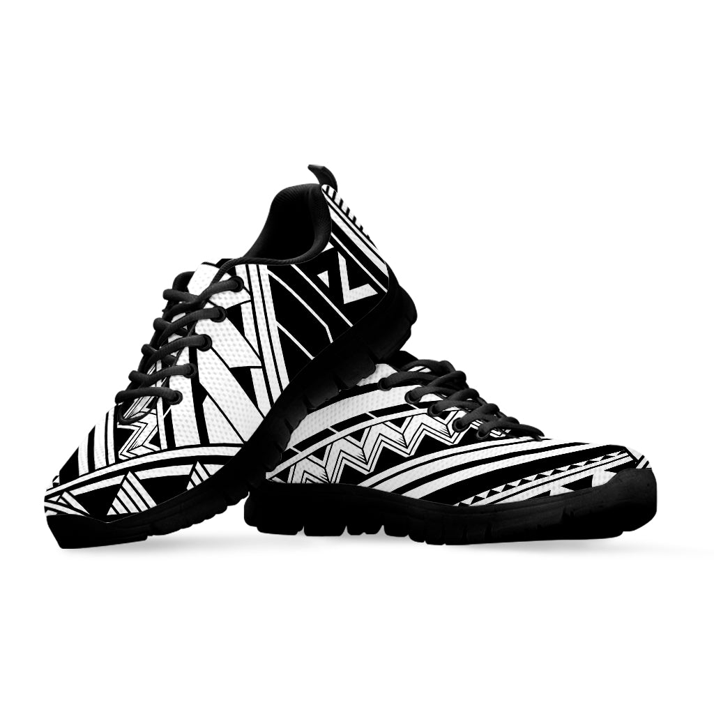 Maori Polynesian Tattoo Pattern Print Black Sneakers