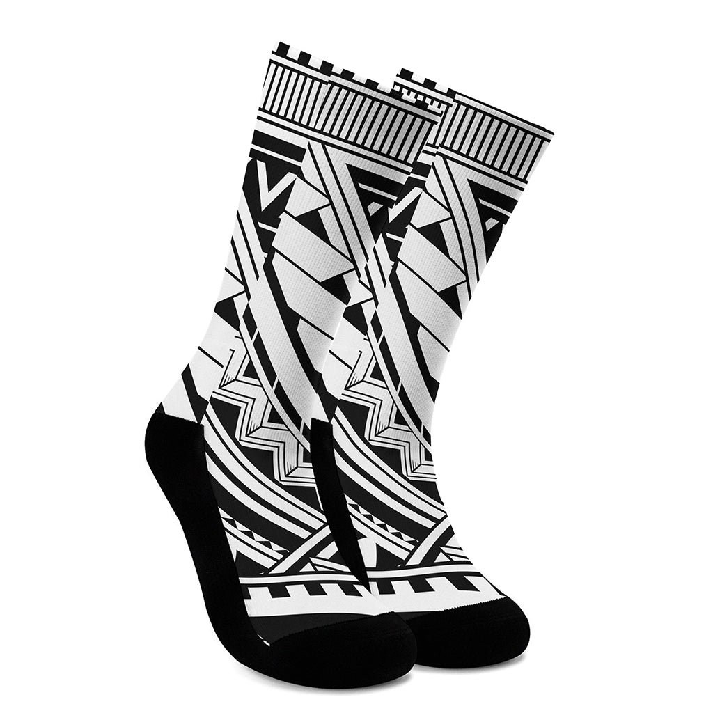 Maori Polynesian Tattoo Pattern Print Crew Socks