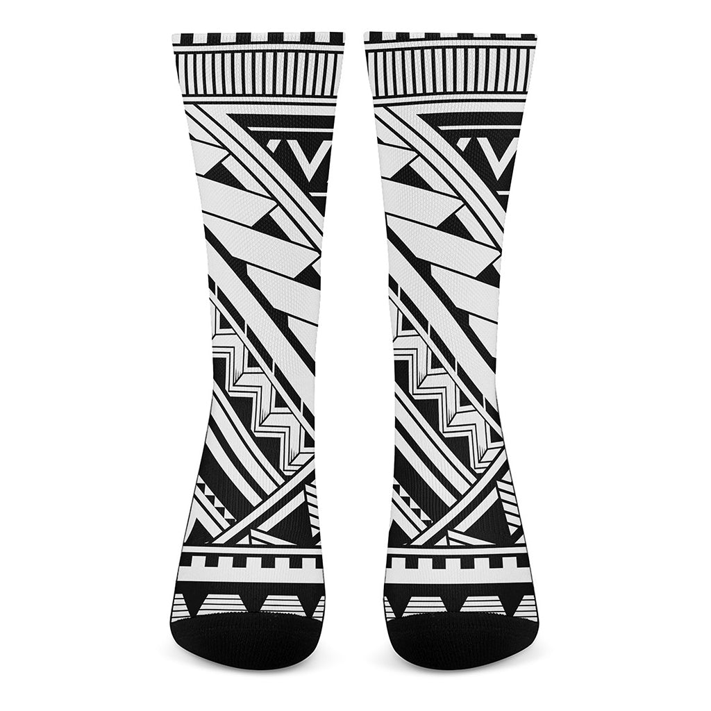 Maori Polynesian Tattoo Pattern Print Crew Socks