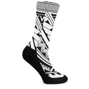 Maori Polynesian Tattoo Pattern Print Crew Socks