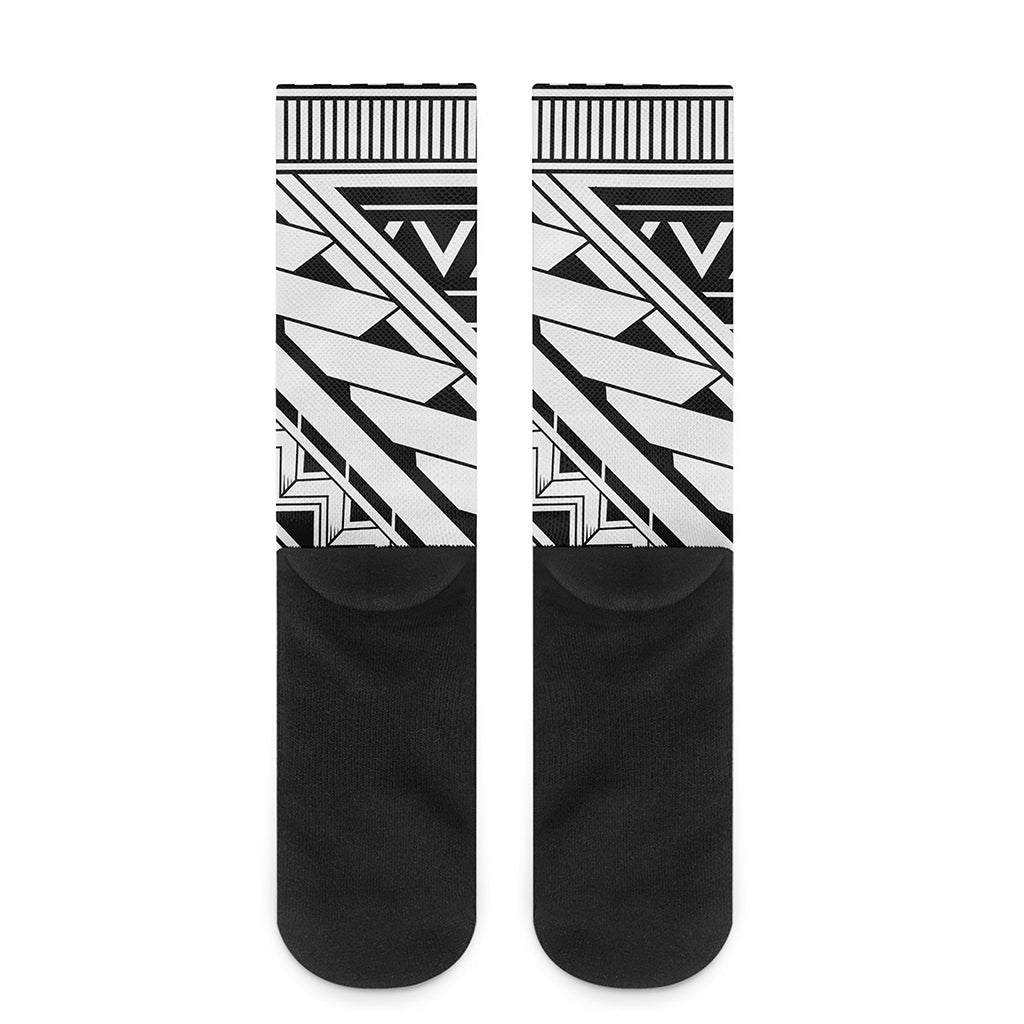 Maori Polynesian Tattoo Pattern Print Crew Socks