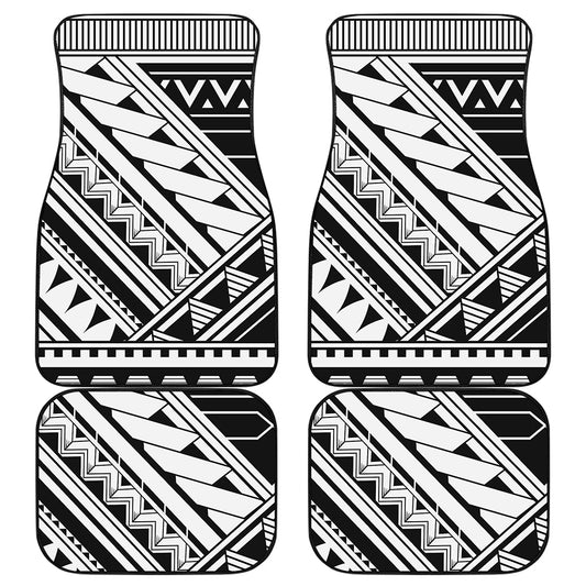 Maori Polynesian Tattoo Pattern Print Front and Back Car Floor Mats