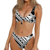 Maori Polynesian Tattoo Pattern Print Front Bow Tie Bikini