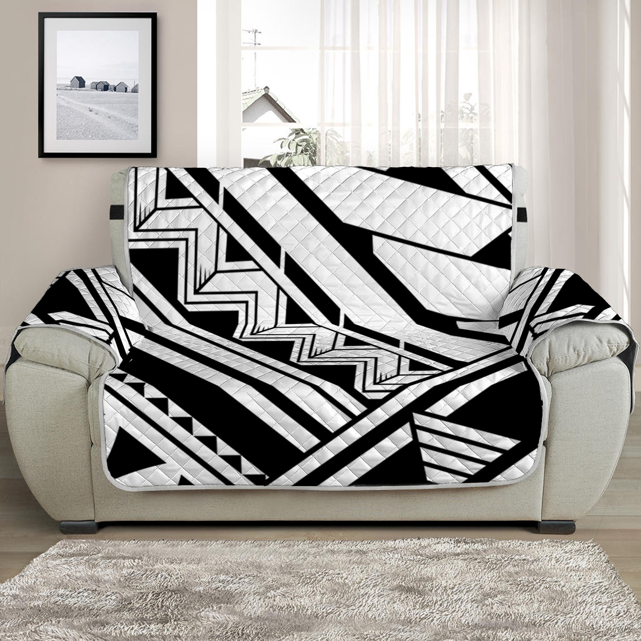 Maori Polynesian Tattoo Pattern Print Half Sofa Protector