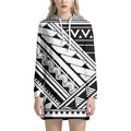 Maori Polynesian Tattoo Pattern Print Pullover Hoodie Dress