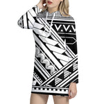 Maori Polynesian Tattoo Pattern Print Hoodie Dress