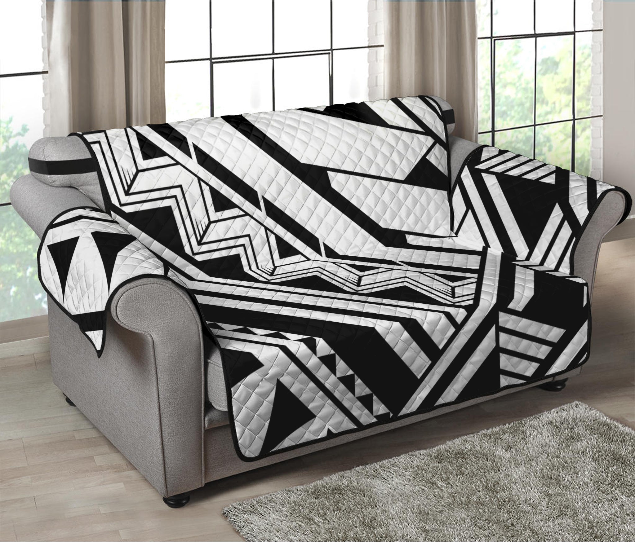 Maori Polynesian Tattoo Pattern Print Loveseat Protector