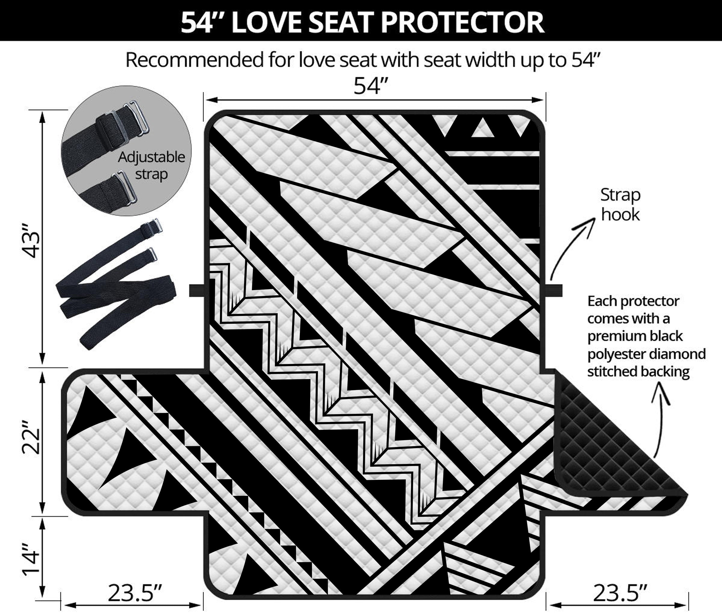 Maori Polynesian Tattoo Pattern Print Loveseat Protector