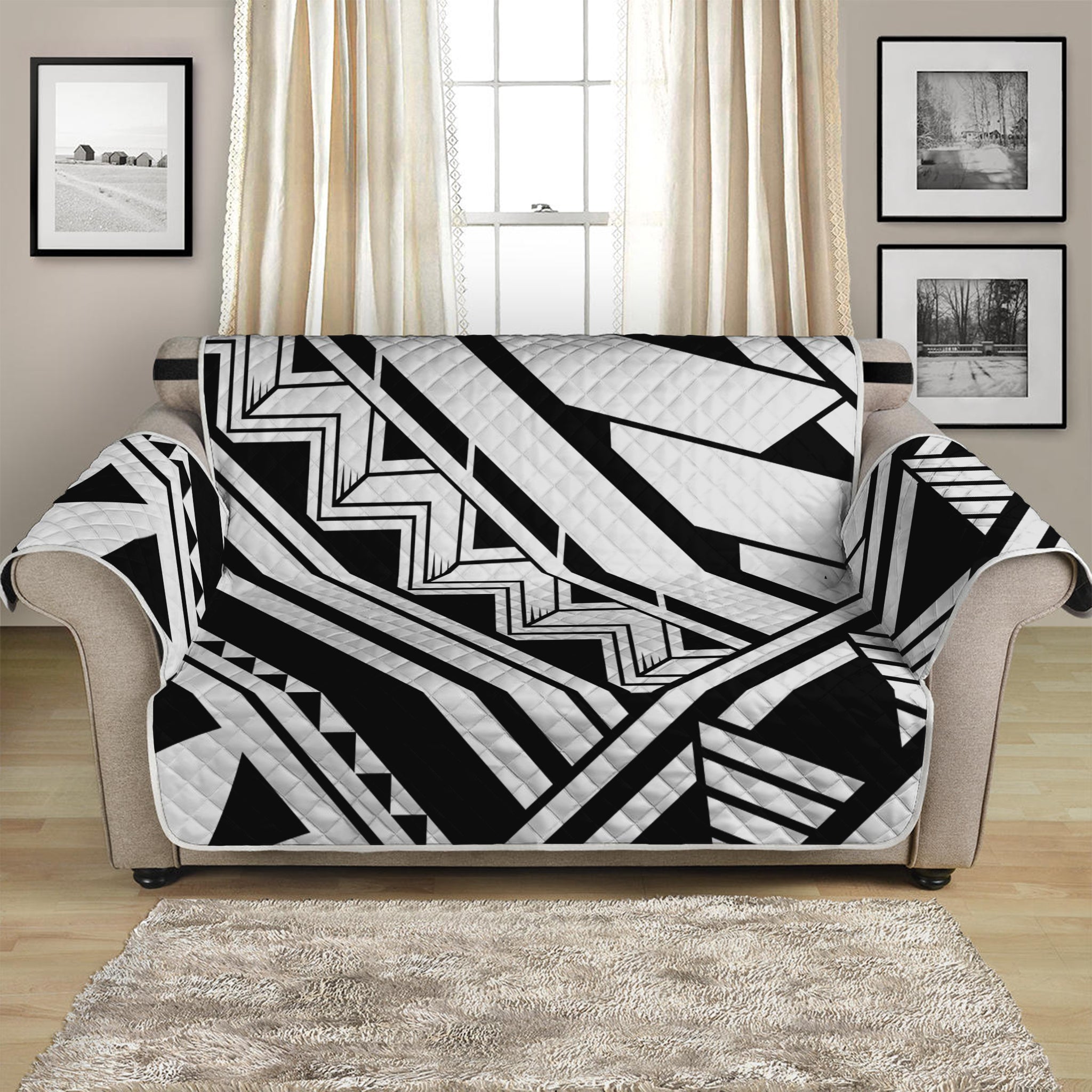 Maori Polynesian Tattoo Pattern Print Loveseat Protector