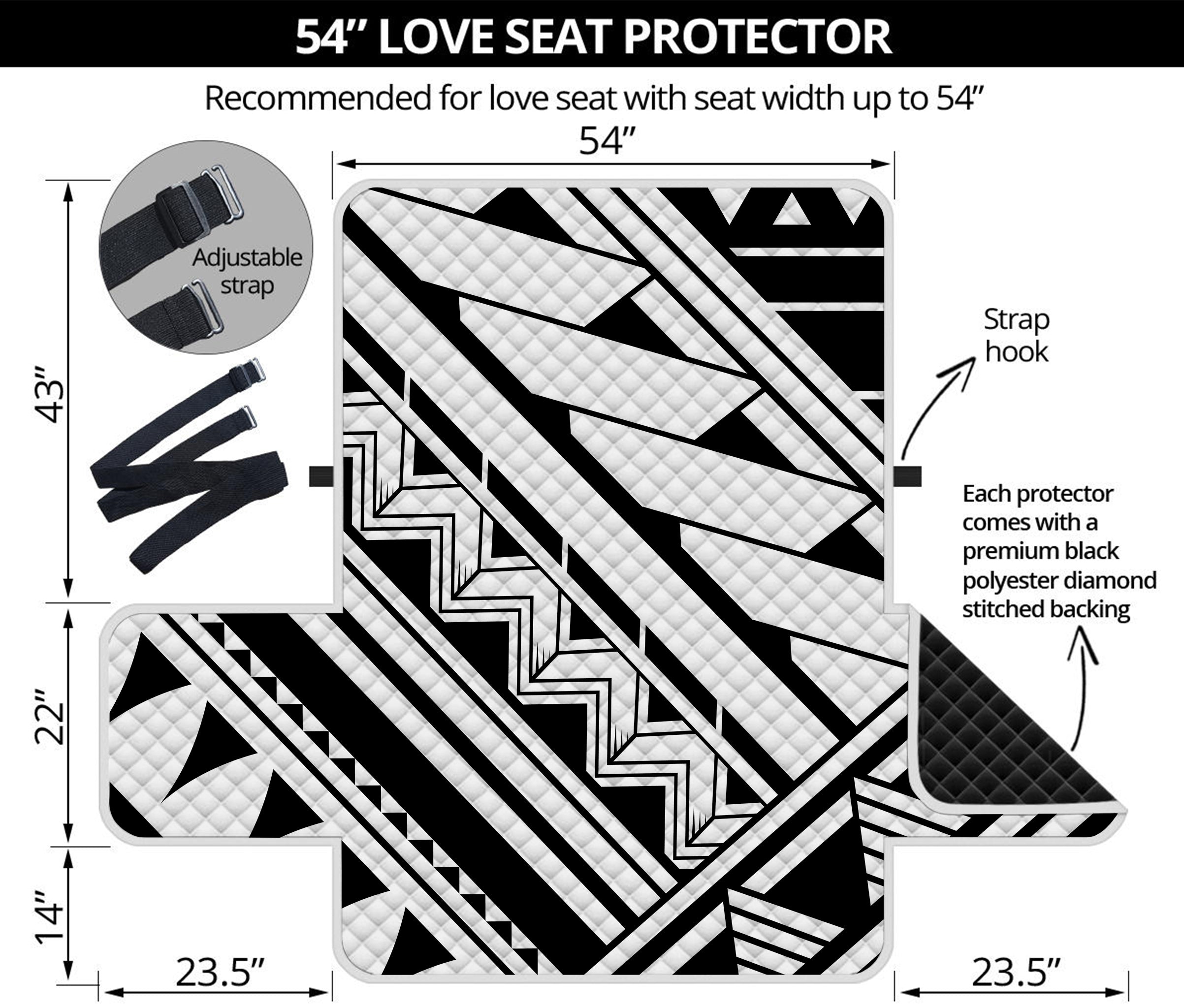 Maori Polynesian Tattoo Pattern Print Loveseat Protector