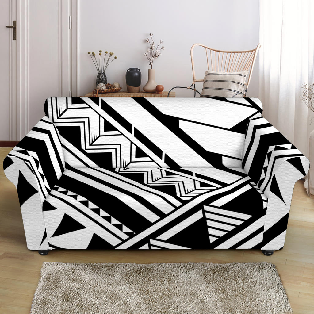 Maori Polynesian Tattoo Pattern Print Loveseat Slipcover