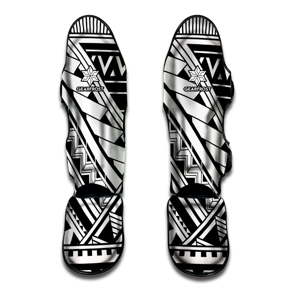 Maori Polynesian Tattoo Pattern Print Muay Thai Shin Guard