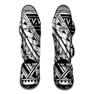 Maori Polynesian Tattoo Pattern Print Muay Thai Shin Guard