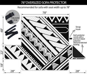 Maori Polynesian Tattoo Pattern Print Oversized Sofa Protector