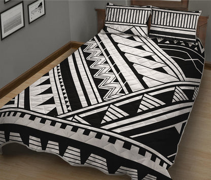 Maori Polynesian Tattoo Pattern Print Quilt Bed Set