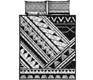 Maori Polynesian Tattoo Pattern Print Quilt Bed Set