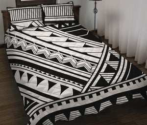 Maori Polynesian Tattoo Pattern Print Quilt Bed Set