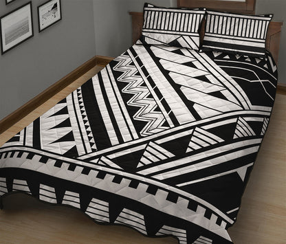 Maori Polynesian Tattoo Pattern Print Quilt Bed Set