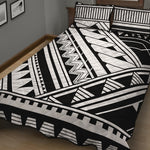 Maori Polynesian Tattoo Pattern Print Quilt Bed Set