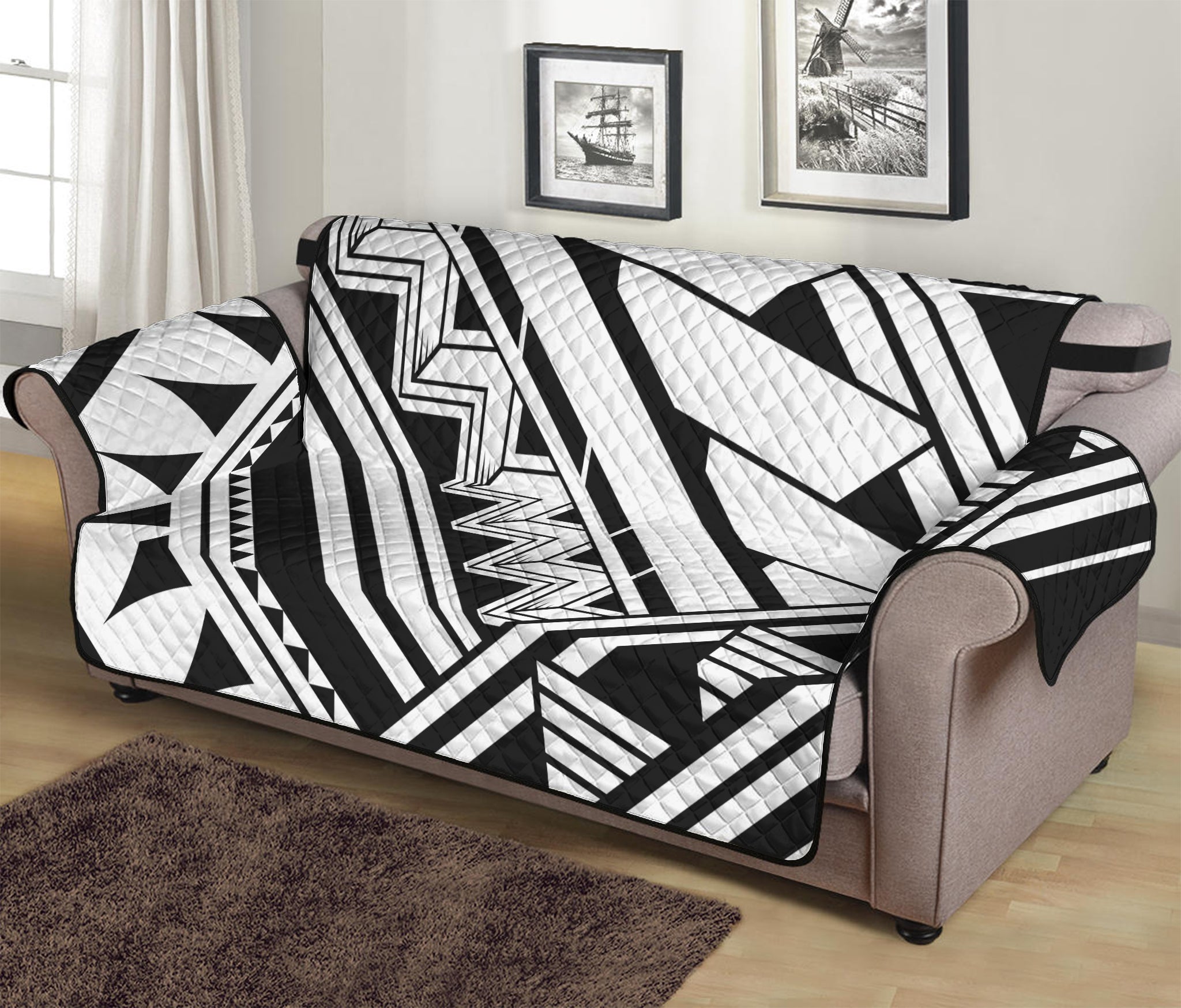 Maori Polynesian Tattoo Pattern Print Sofa Protector