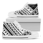 Maori Polynesian Tattoo Pattern Print White High Top Shoes