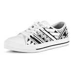 Maori Polynesian Tattoo Pattern Print White Low Top Shoes