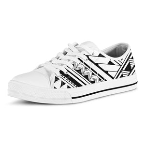 Maori Polynesian Tattoo Pattern Print White Low Top Shoes