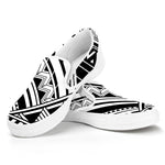 Maori Polynesian Tattoo Pattern Print White Slip On Shoes