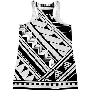 Maori Polynesian Tattoo Pattern Print Women's Racerback Tank Top