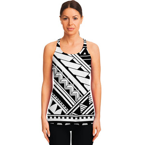 Maori Polynesian Tattoo Pattern Print Women's Racerback Tank Top