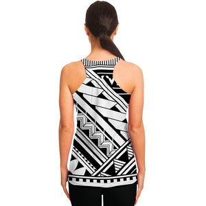 Maori Polynesian Tattoo Pattern Print Women's Racerback Tank Top