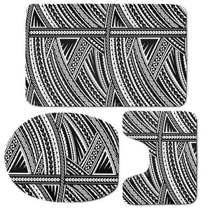 Maori Polynesian Tribal Tattoo Print 3 Piece Bath Mat Set