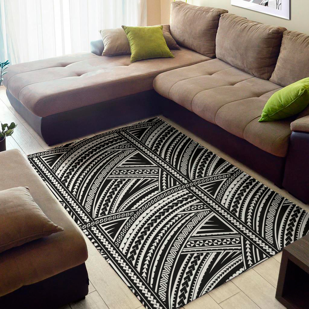 Maori Polynesian Tribal Tattoo Print Area Rug