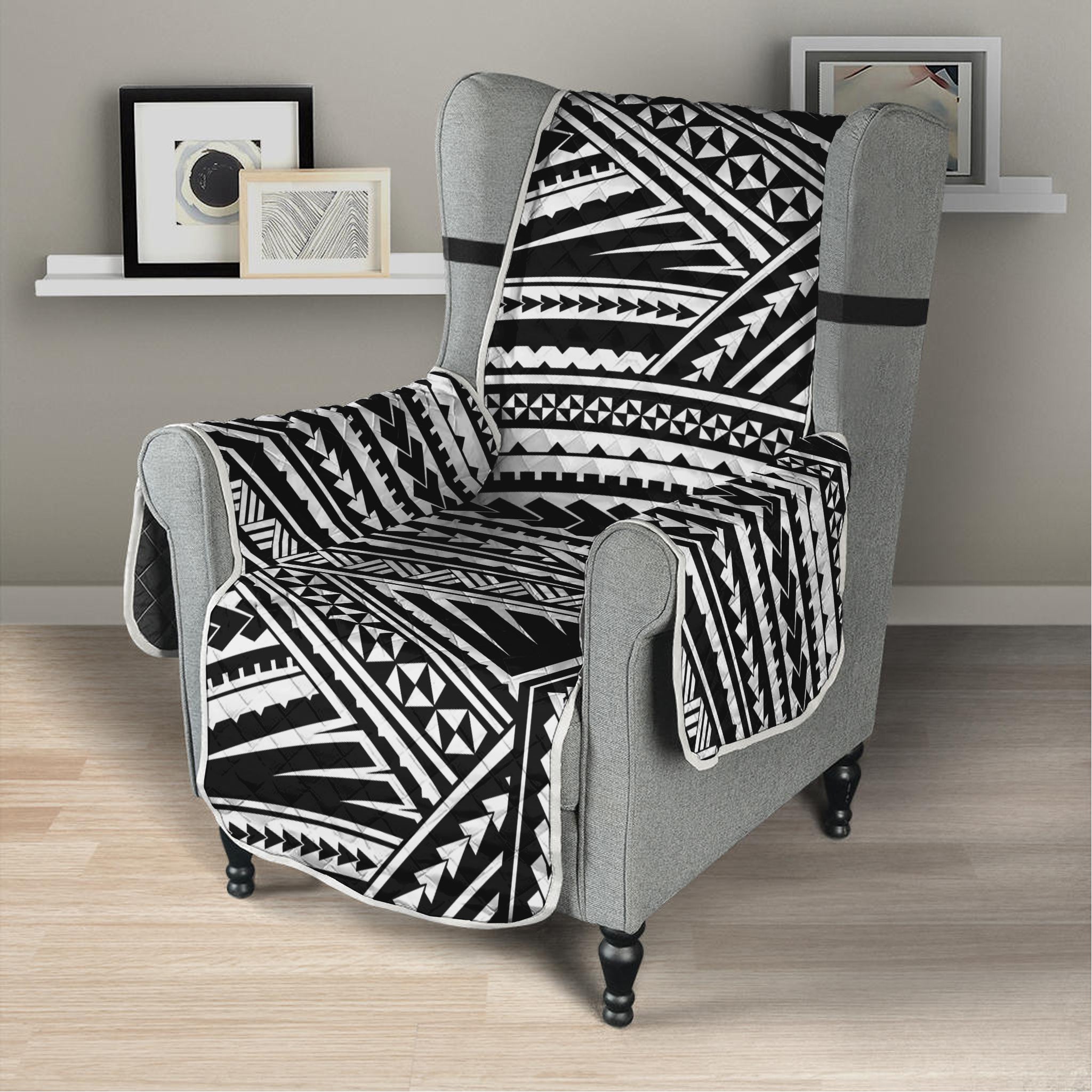 Maori Polynesian Tribal Tattoo Print Armchair Protector