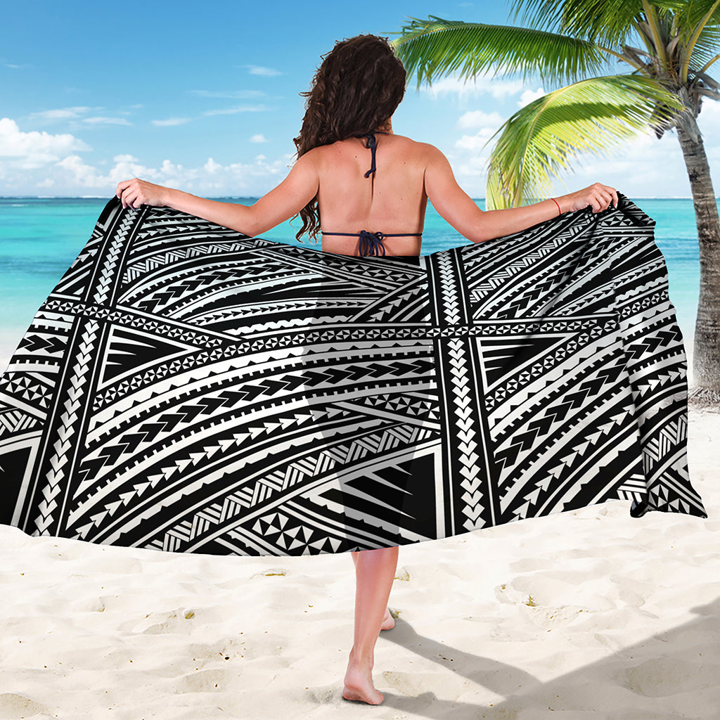 Maori Polynesian Tribal Tattoo Print Beach Sarong Wrap